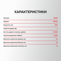 СЕТЕВОЙ ПЕРФОРАТОР SDS-PLUS E0262 PROFIPOWER PBH32