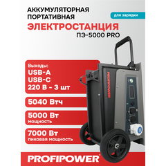 АККУМУЛЯТОРНАЯ ПОРТАТИВНАЯ ЭЛЕКТРОСТАНЦИЯ F0066 PROFIPOWER ПЭ-5000PRO 5000ВТ