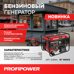 БЕНЗИНОВЫЙ ГЕНЕРАТОР G0004 БГ-5500Э