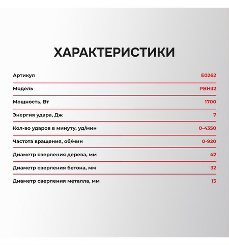 СЕТЕВОЙ ПЕРФОРАТОР SDS-PLUS E0262 PROFIPOWER PBH32