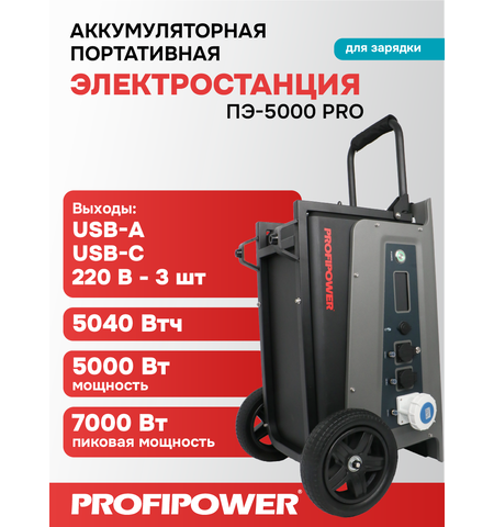 АККУМУЛЯТОРНАЯ ПОРТАТИВНАЯ ЭЛЕКТРОСТАНЦИЯ F0066 PROFIPOWER ПЭ-5000PRO 5000ВТ